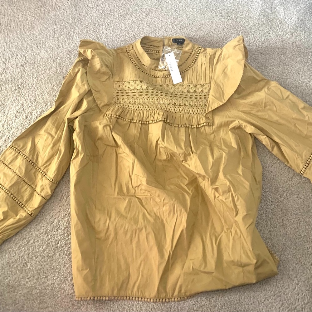 J. Crew Women's Embroidered Lace Ruffle Top - Size Medium